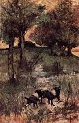 Zwei Schweine auf der Weide Giovanni Fattori